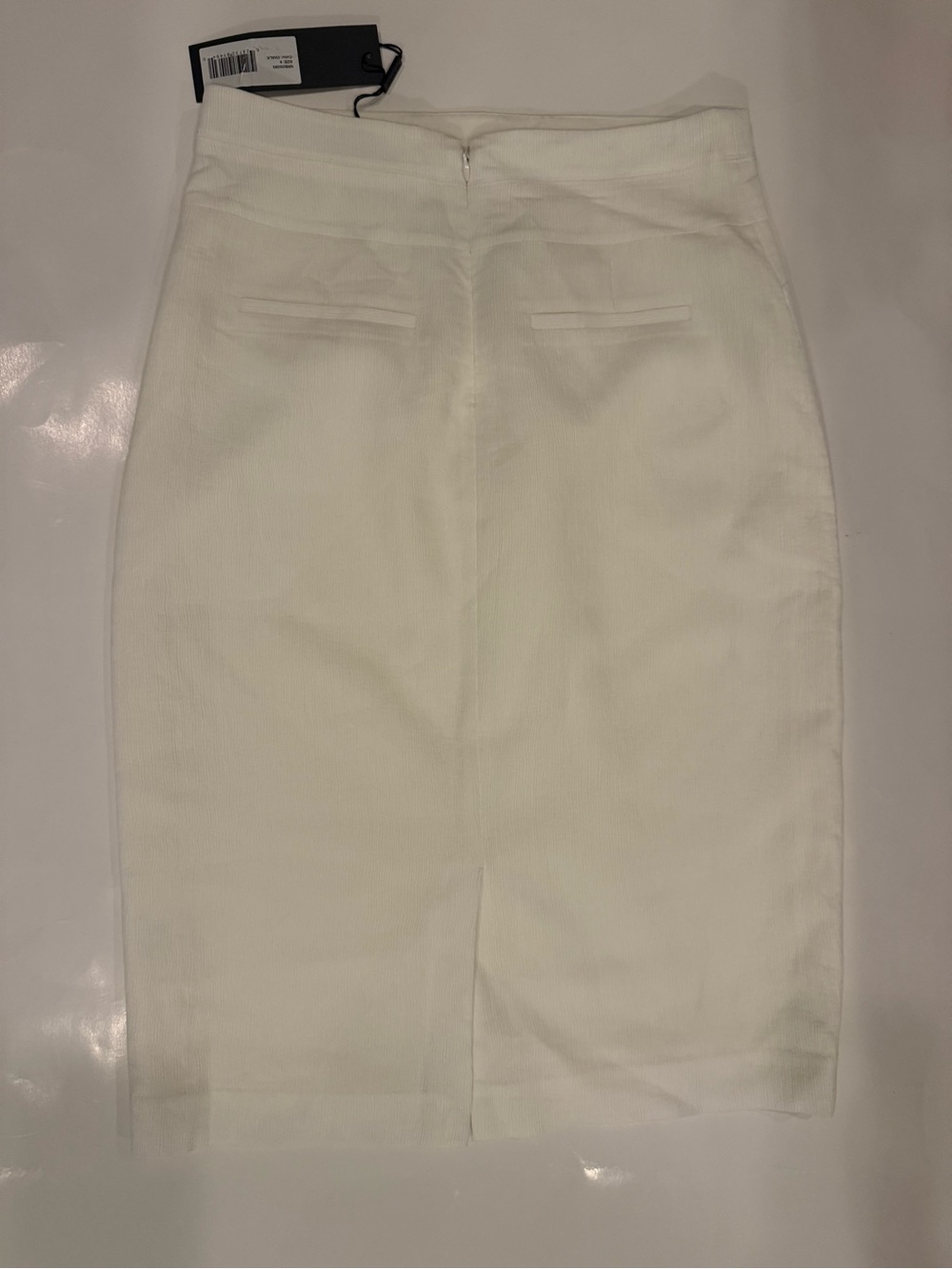Halston Heritage White Midi Pencil Skirt Crinkle Crepe 8 - Picture 6 of 6